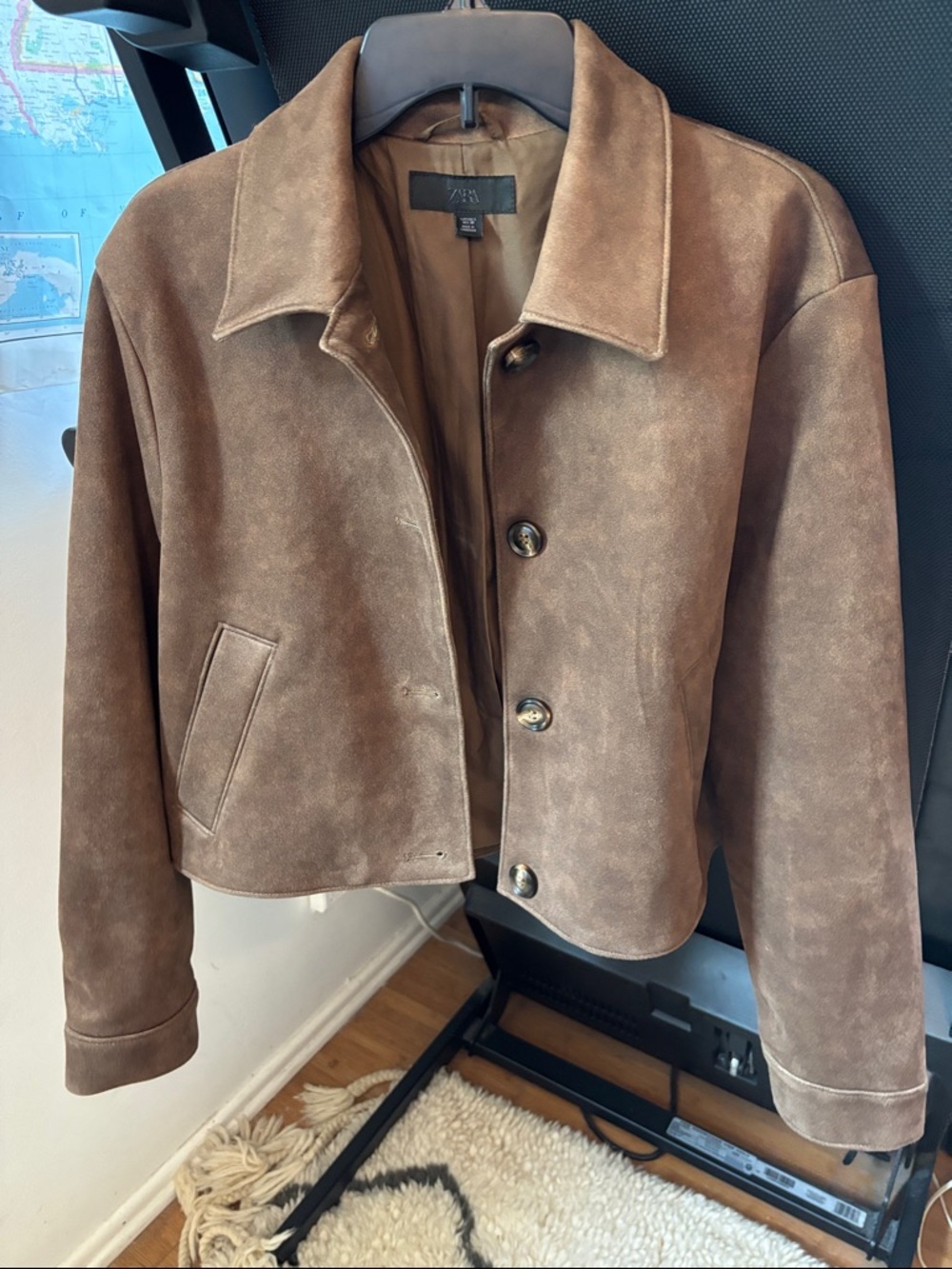 Zara Brown Button-Front Jacket - Picture 6 of 17